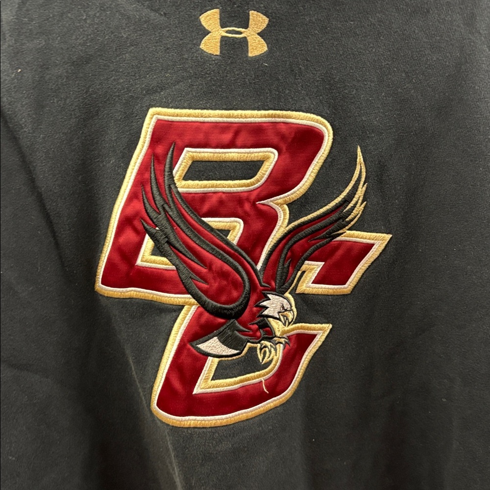 Boston College Under Armour Coldgear Fleece Lined Hoodie Mens 2XL XXL Black - Picture 2 of 9